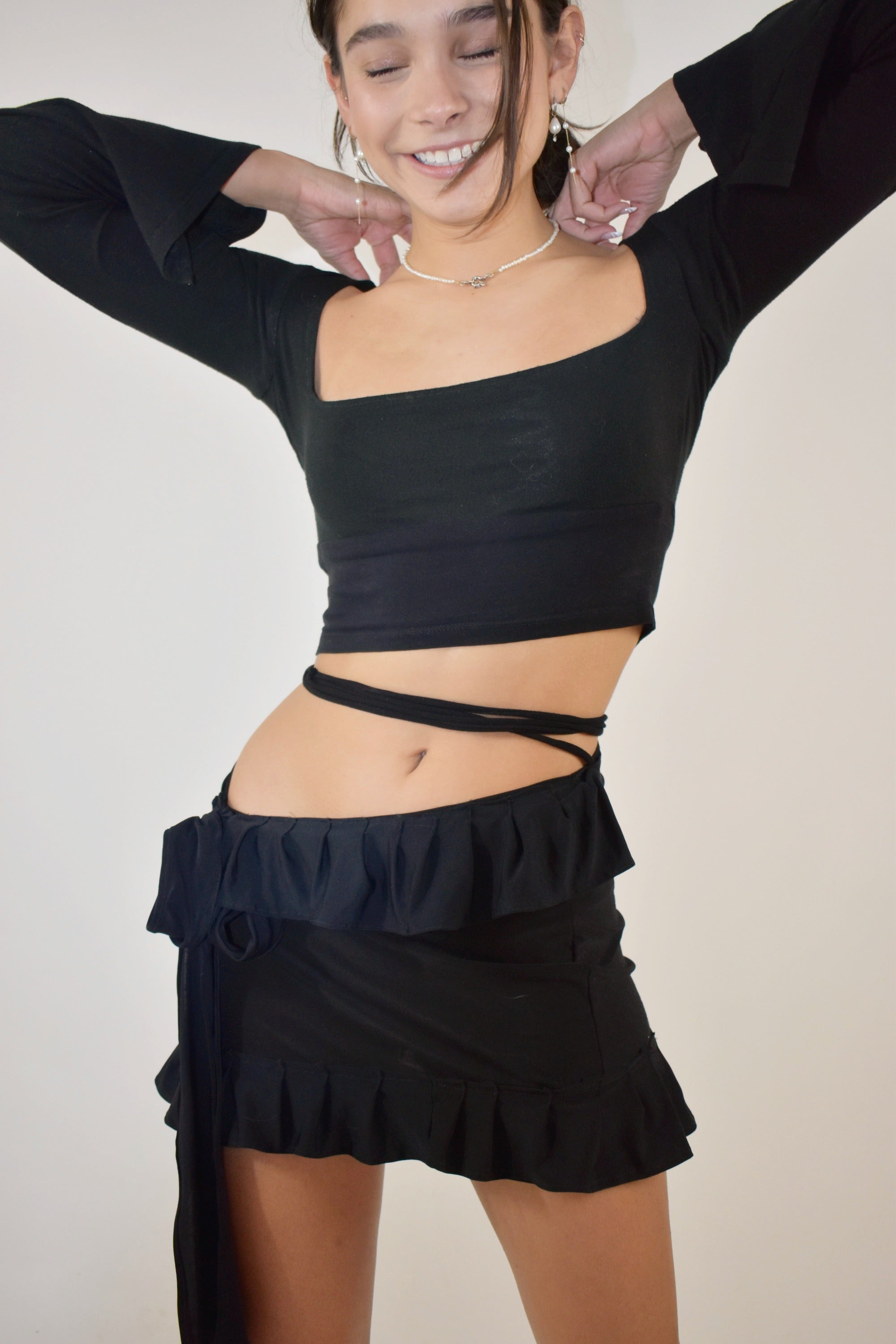 Cropped Square Neck Long Sleeve