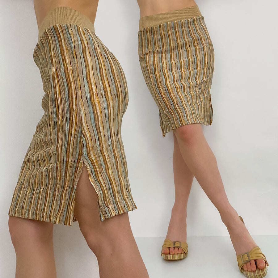 Y2K Knit Knee Length Skirt - XS