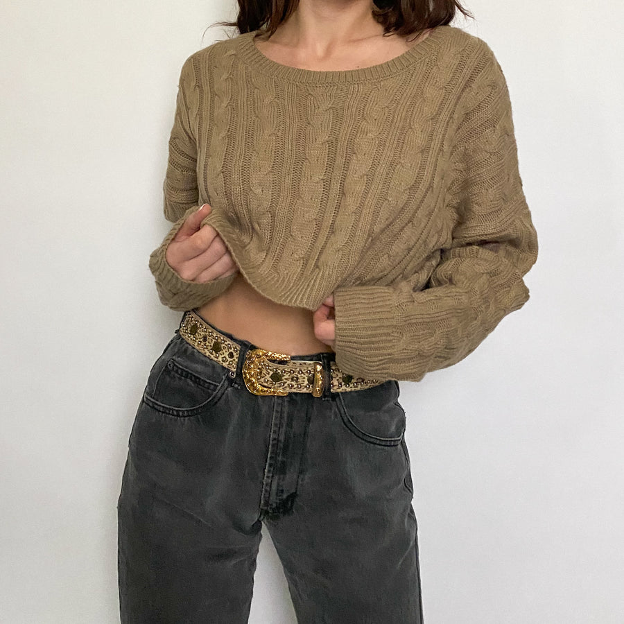 cropped cable knit - large