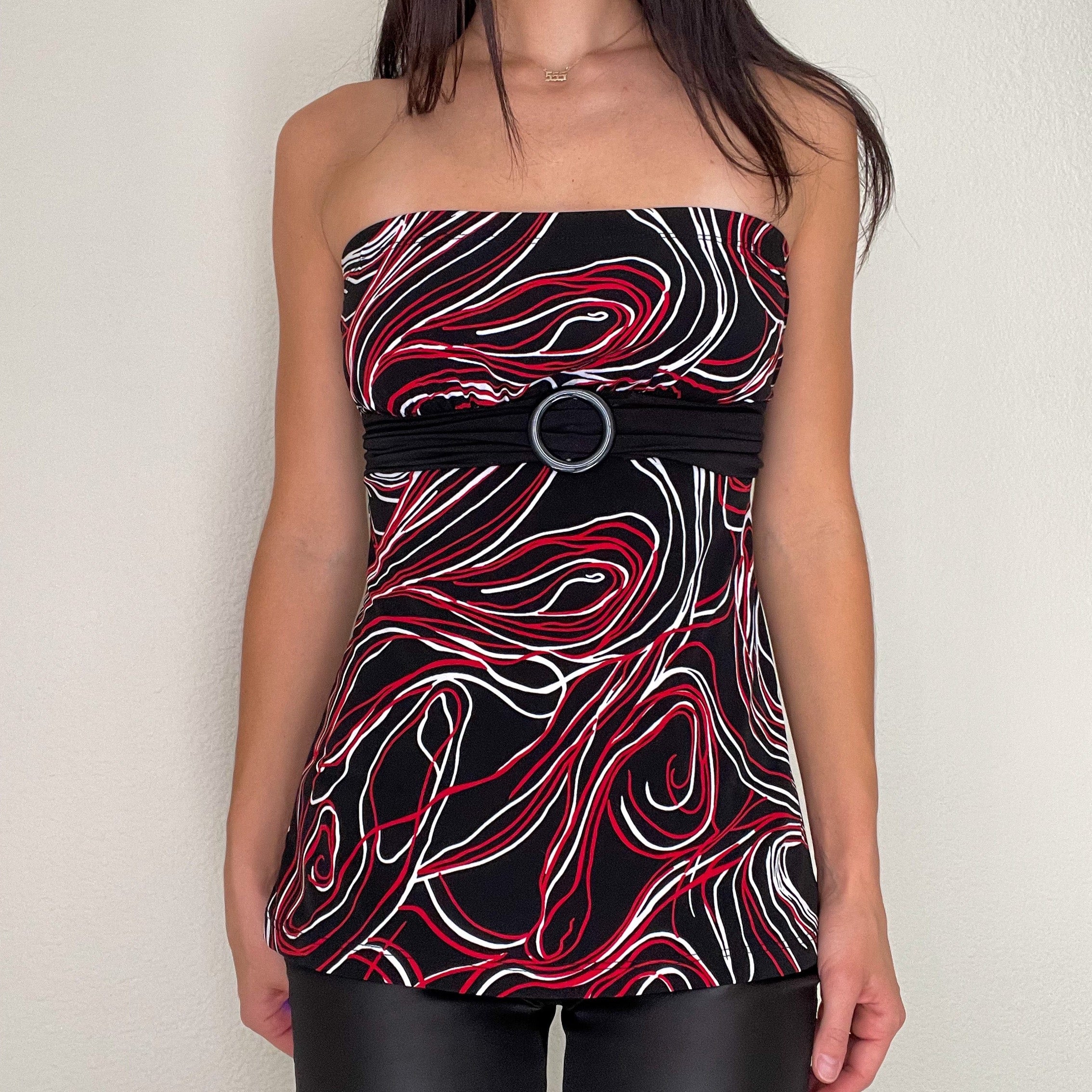 Black & Red 2000s Tube Top