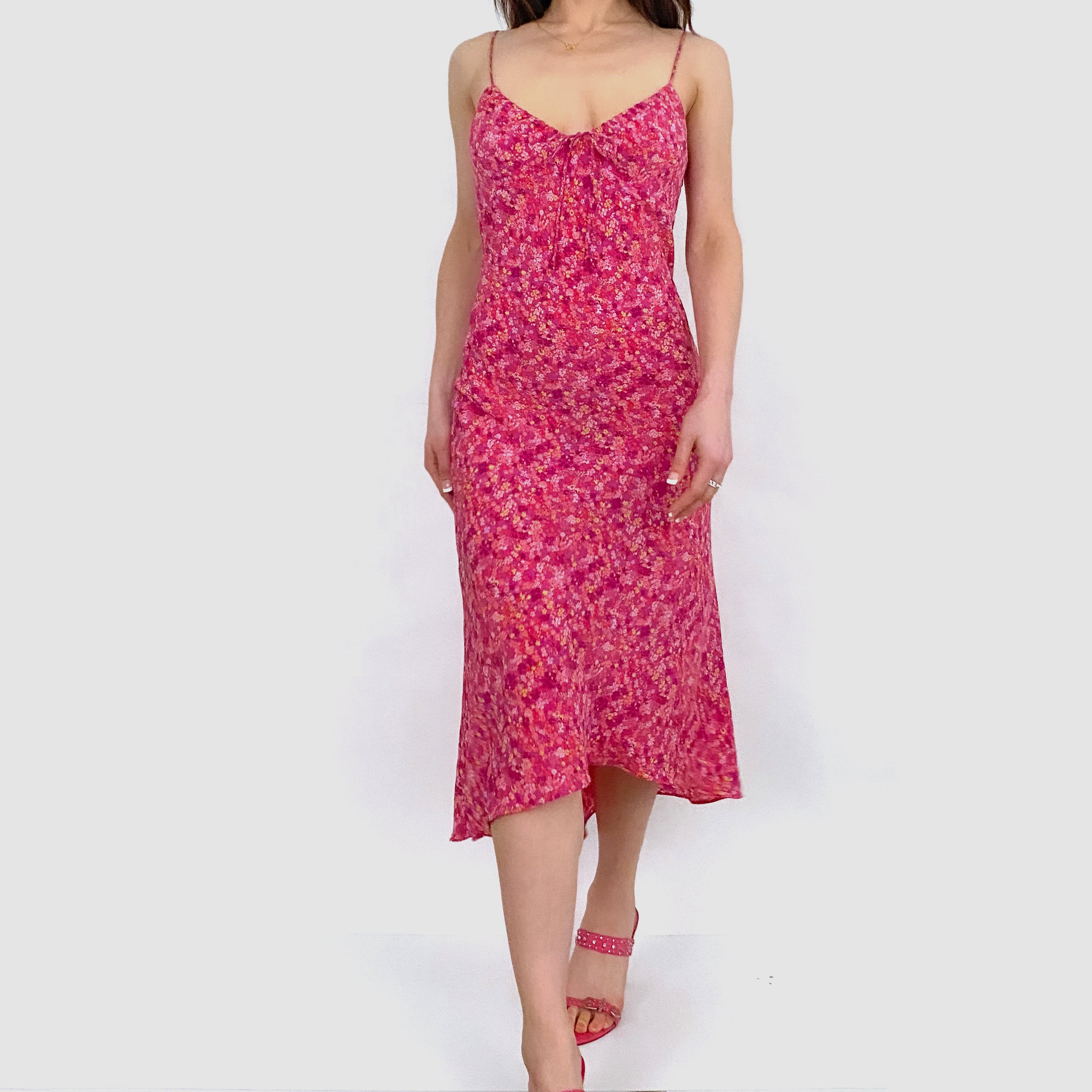 Y2K Pink Ditsy Floral Dress