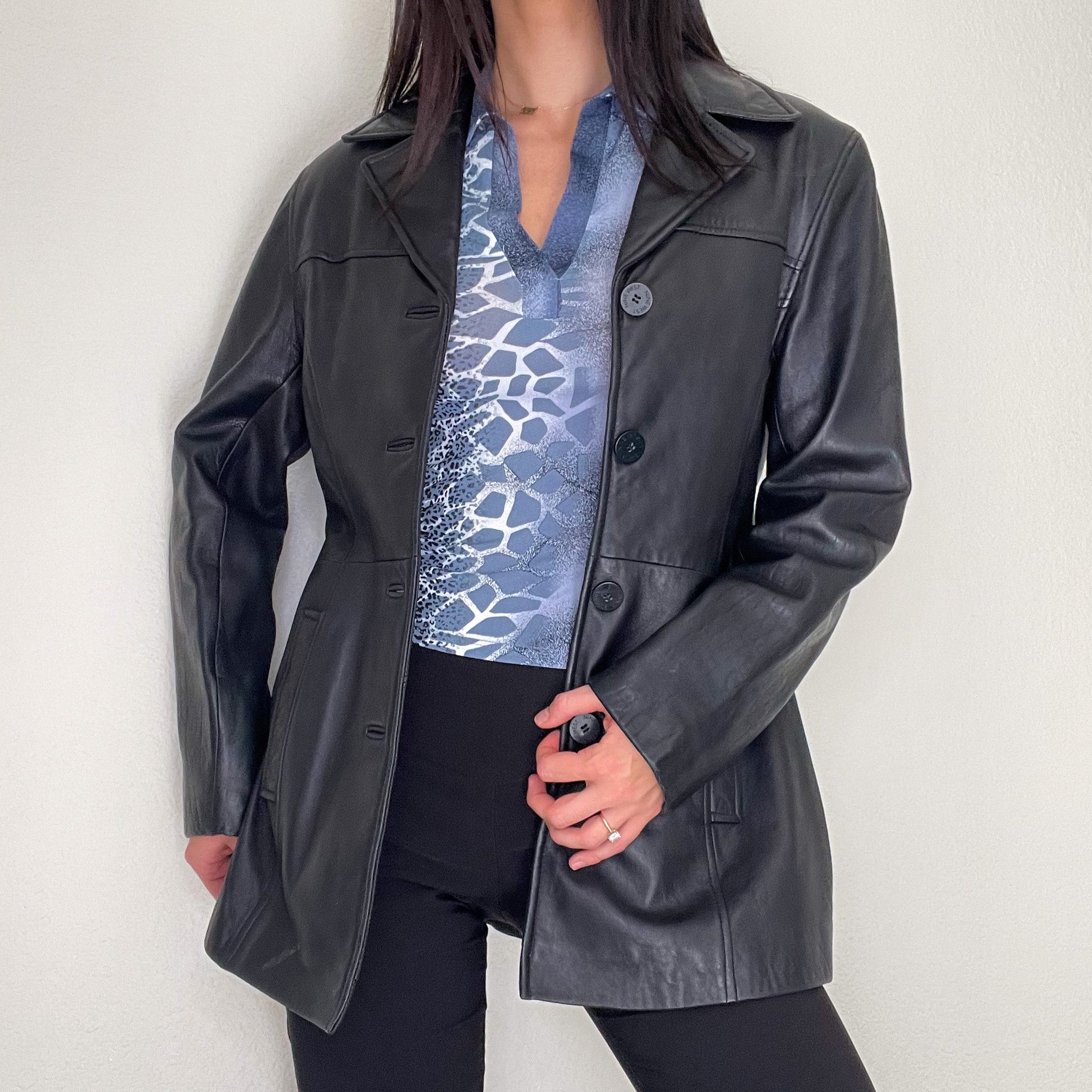 Black Nine West 2000s Leather Jacket – Holy Thrift