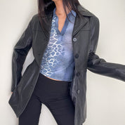 Black Nine West 2000s Leather Jacket