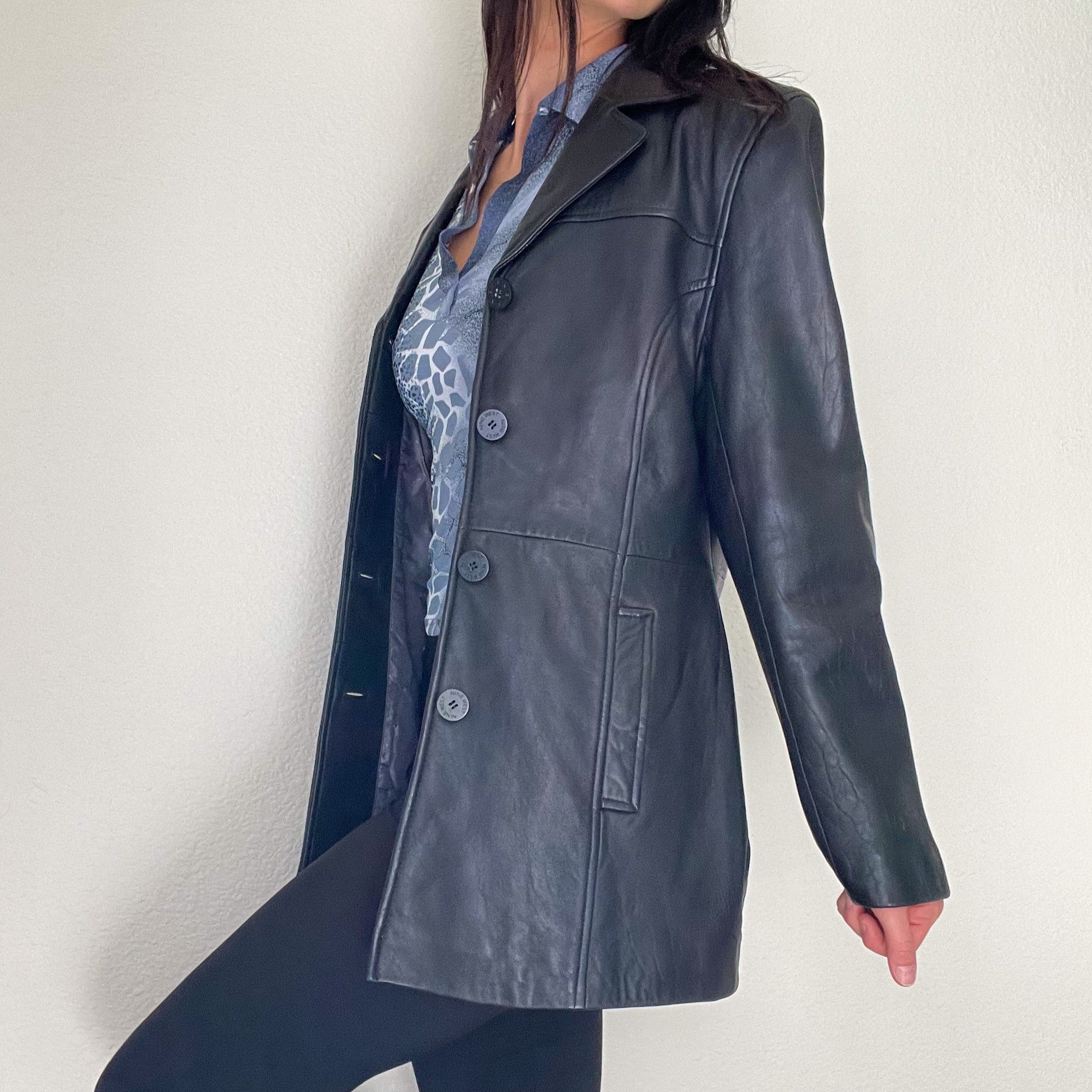 Black Nine West 2000s Leather Jacket – Holy Thrift