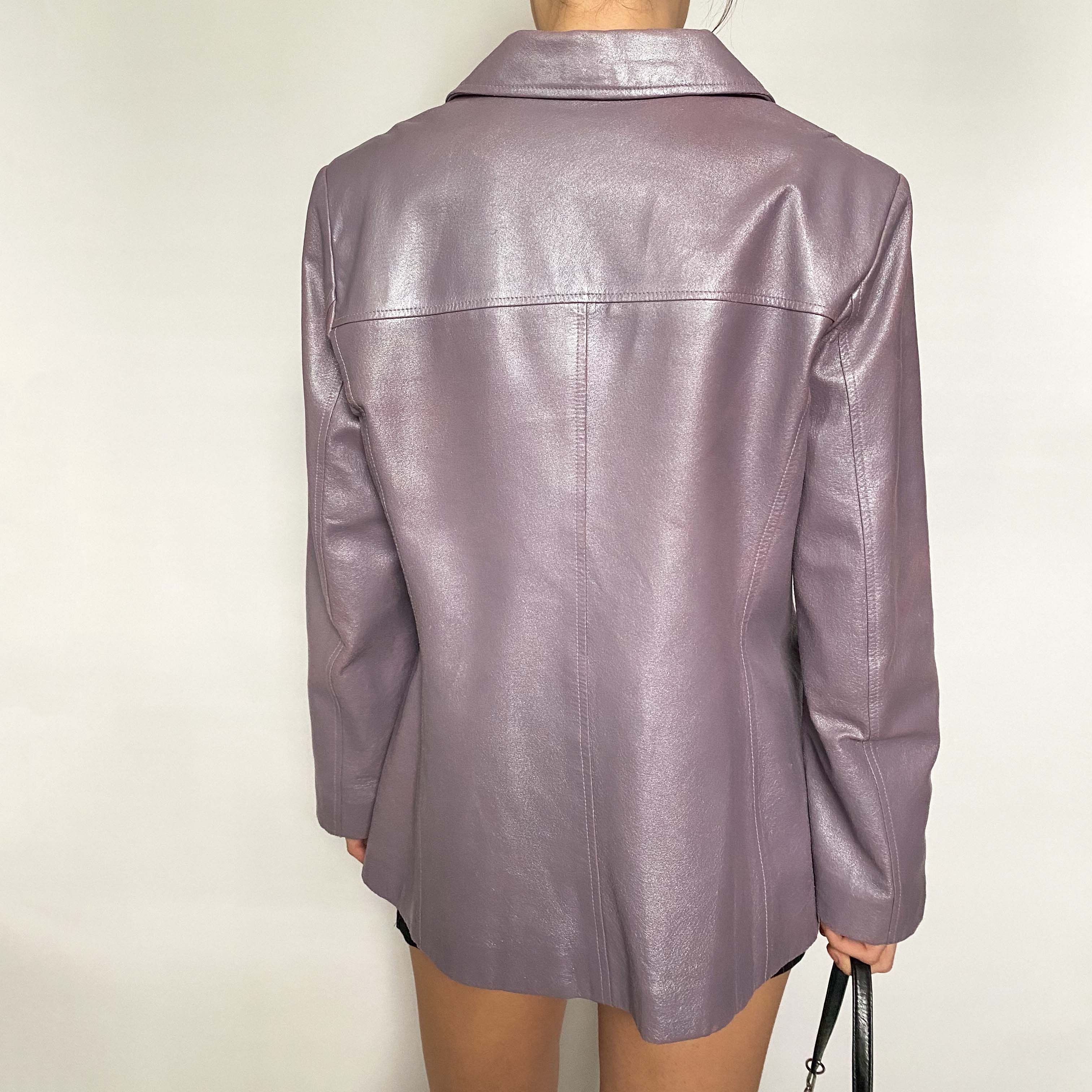 lavender leather blazer - large