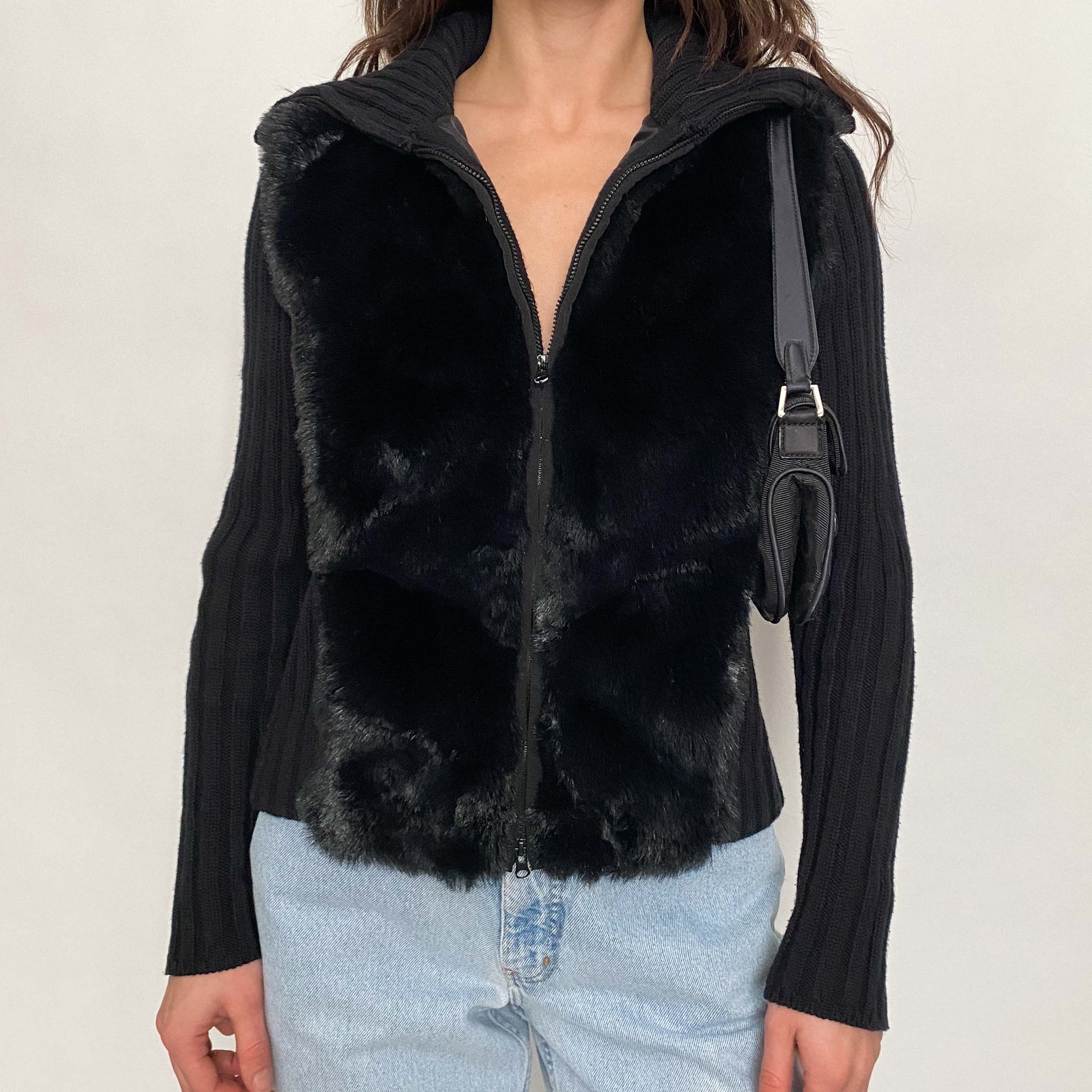 faux fur double zip cardi - medium