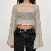 bell sleeve cropped sweater - xs