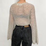 bell sleeve cropped sweater - xs