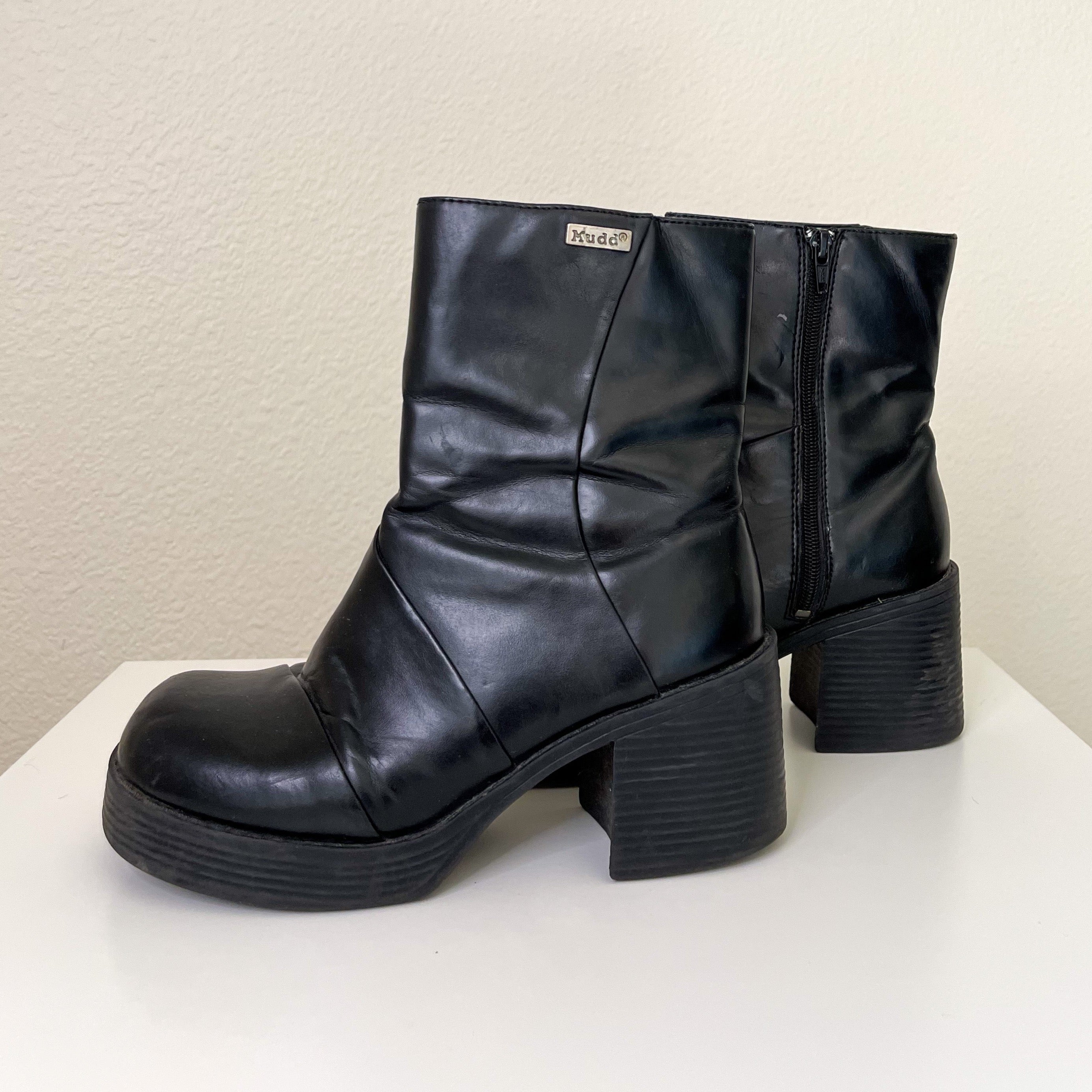 Black Y2K Mudd Platform Boots Holy Thrift