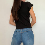 Black Y2K Boho Baby Tee