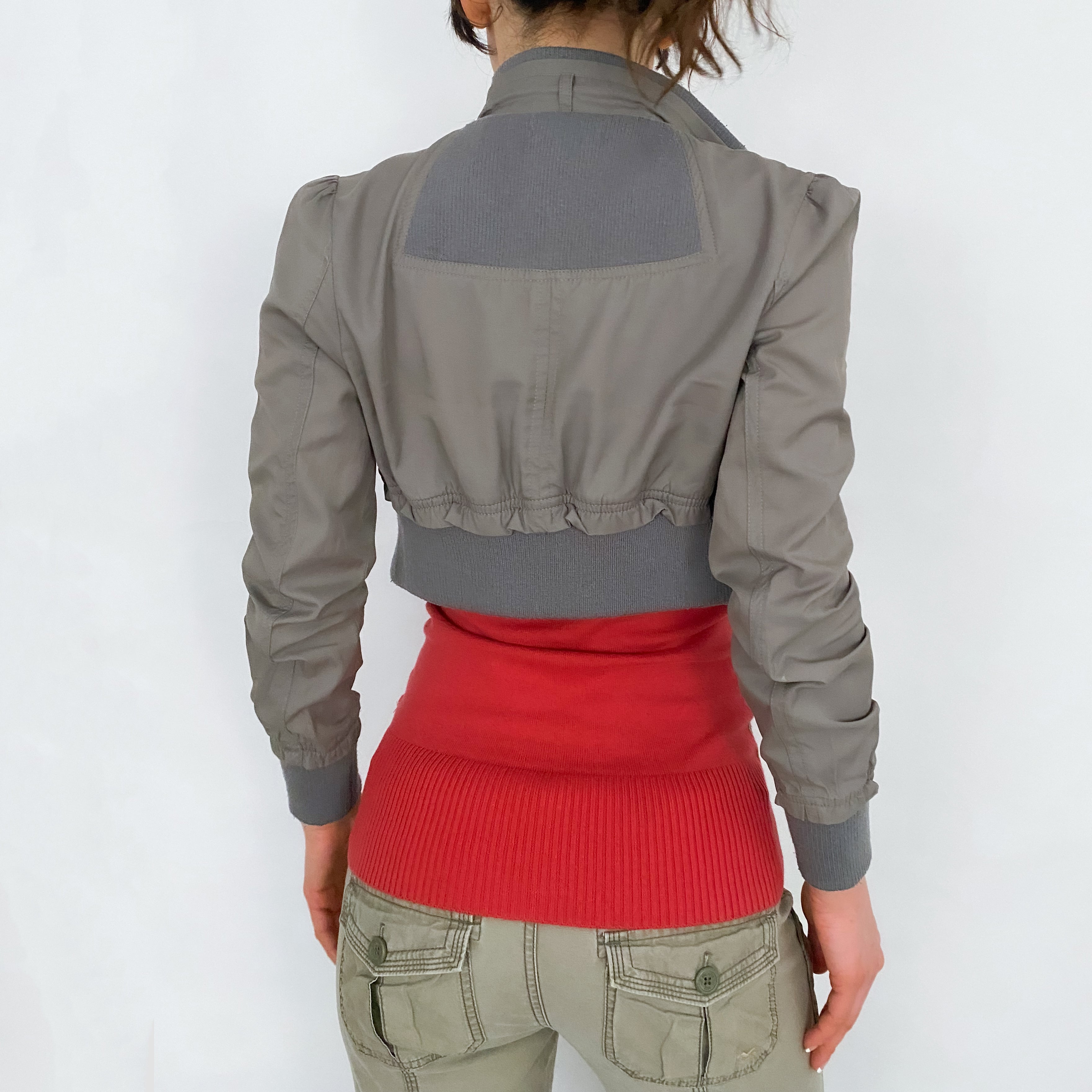 Cropped Gray Zip Up - XS