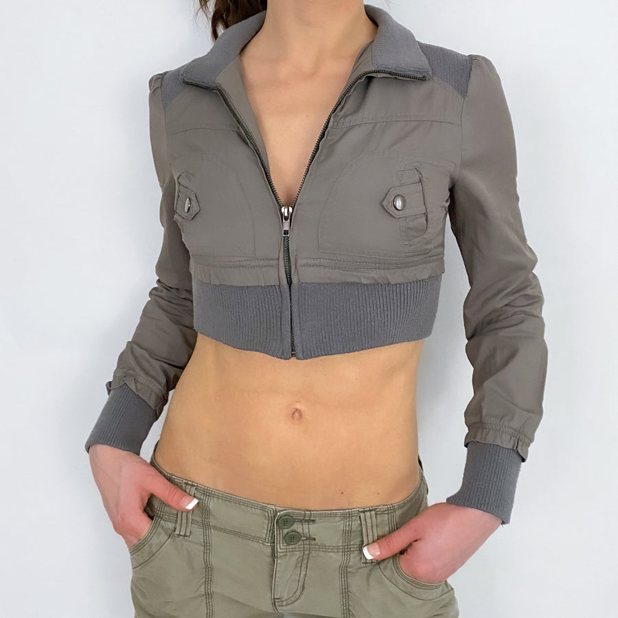 Cropped Gray Zip Up - XS