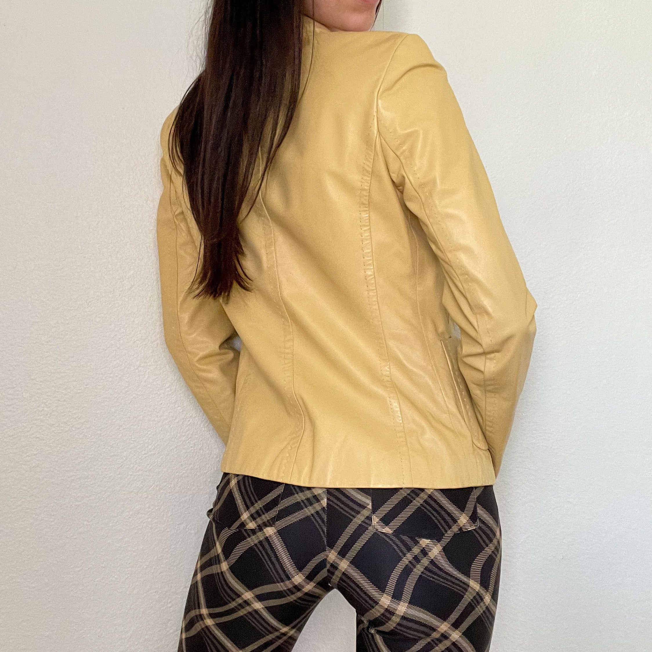 Beige Y2K Leather Jacket