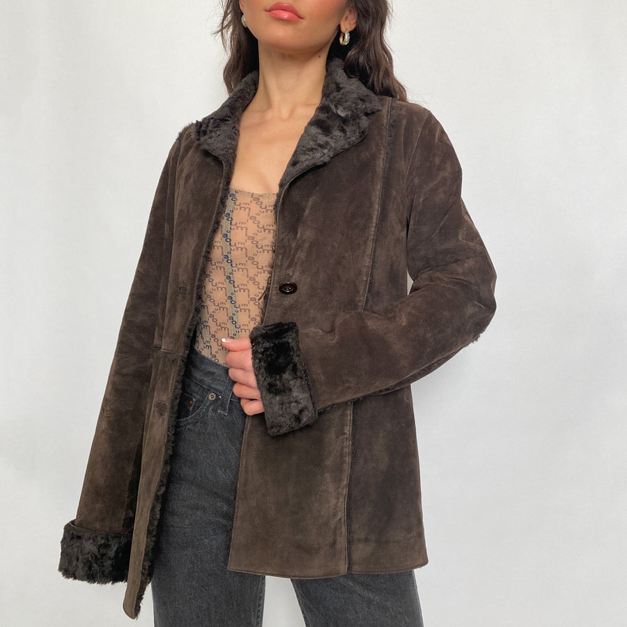 suede and faux fur jacket - medium