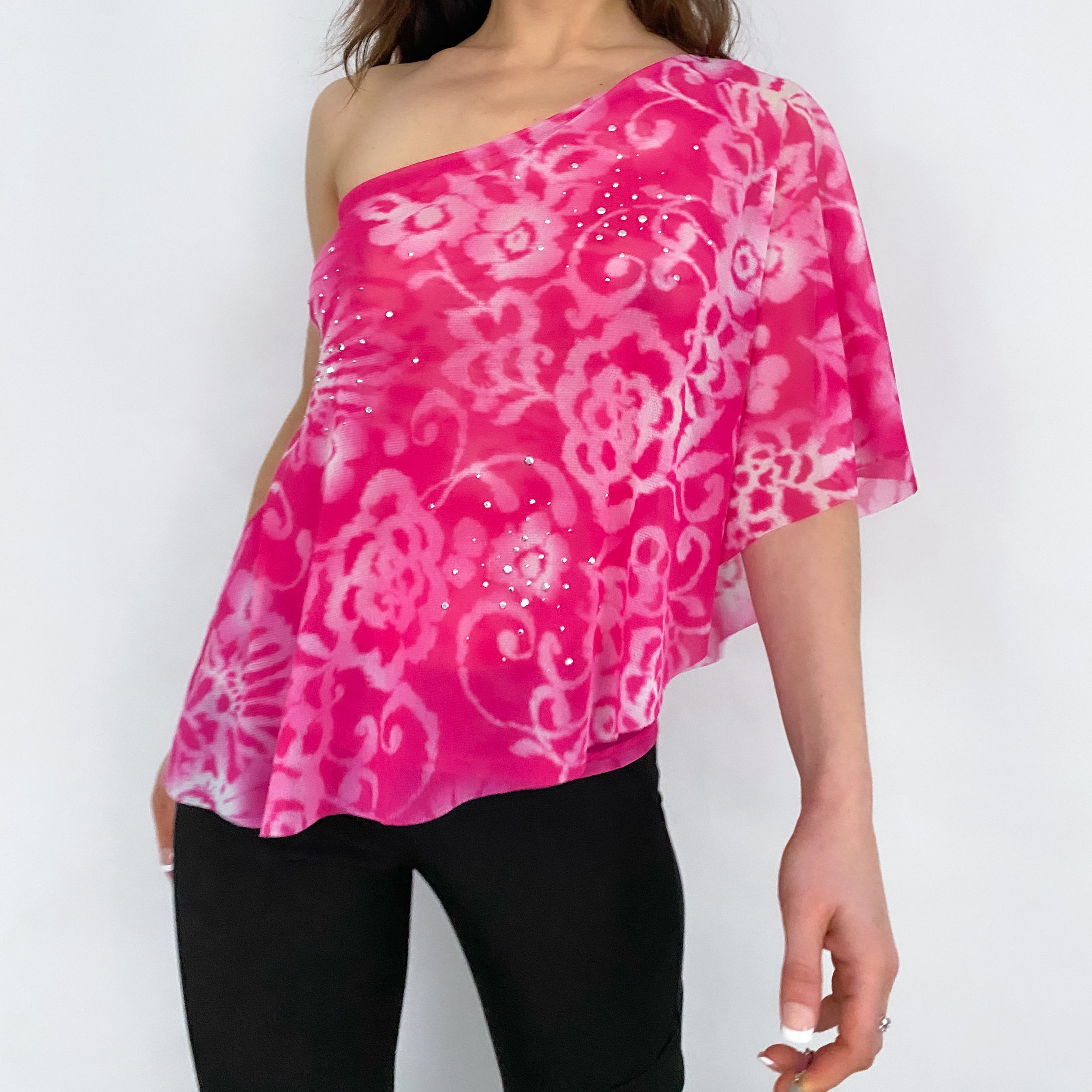 One Shoulder Mesh Top - XS