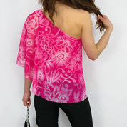 One Shoulder Mesh Top - XS