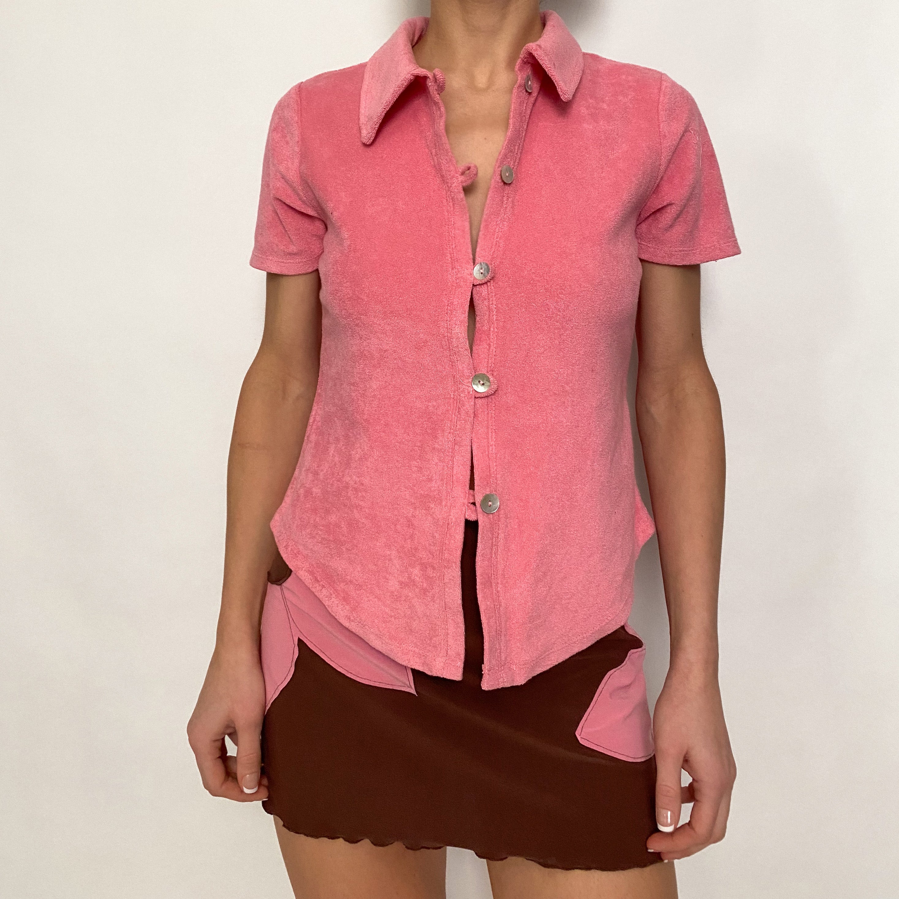 terry cloth button down - small