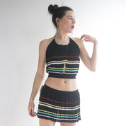 MISS SIXTY PLEATED STRIPED TWO PIECE