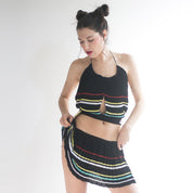 MISS SIXTY PLEATED STRIPED TWO PIECE