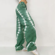 Funky High Rise Baggy Green Tie Dye Jeans