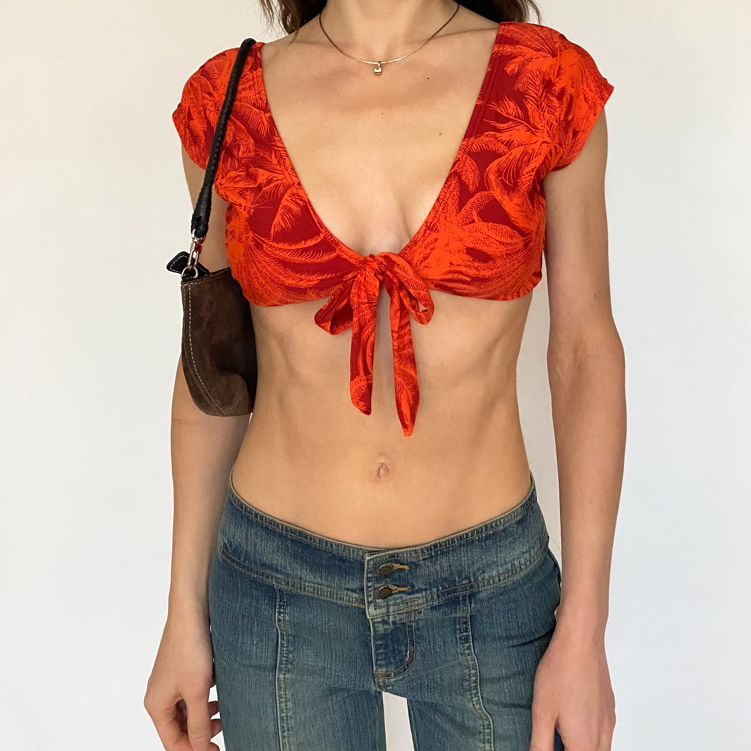 tie front crop top - medium