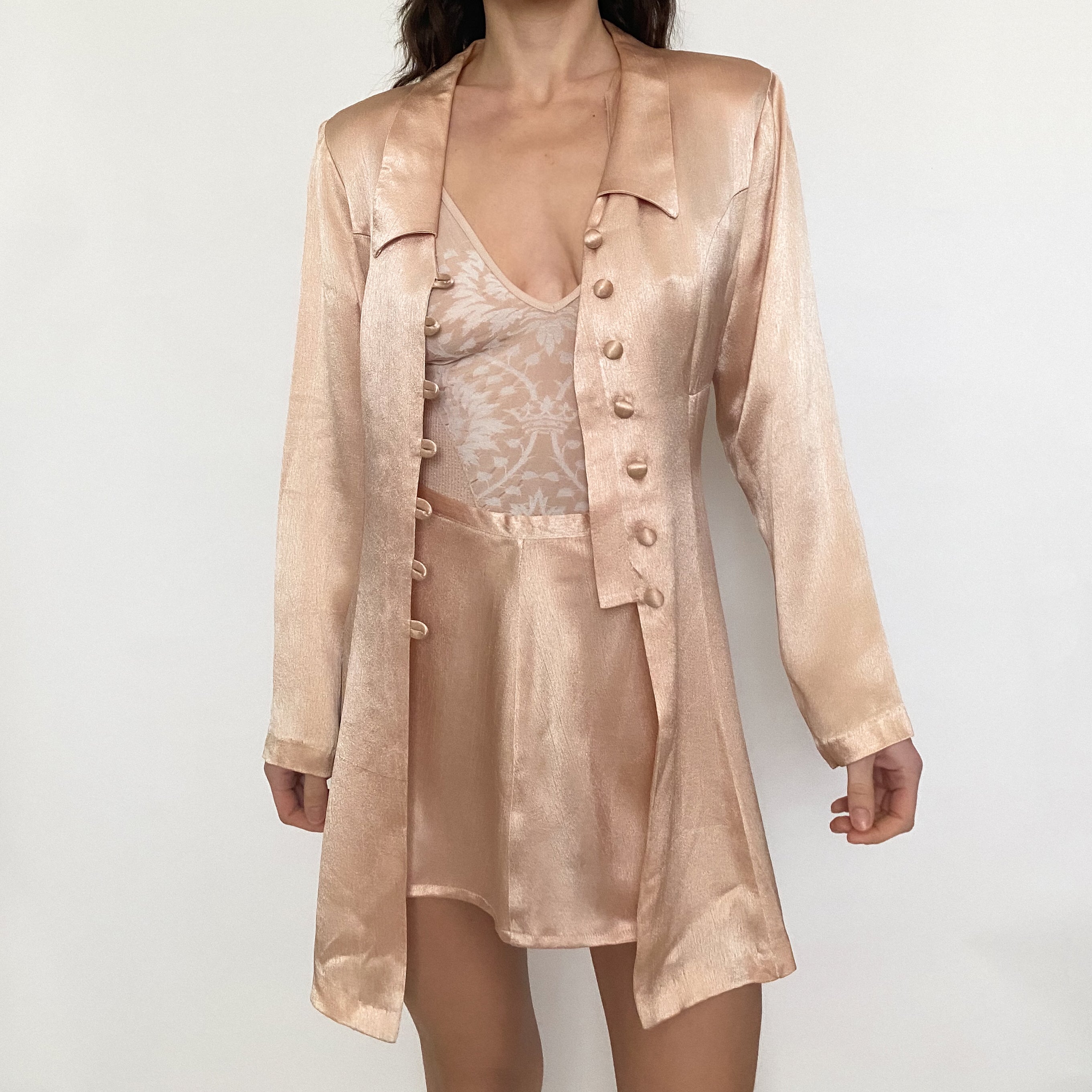 vintage silky suit and cami set - medium