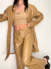 Deadstock Tan 2 Piece Faux Leather Y2K Set