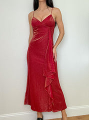 Red Sparkle Ruffle 2000s Gown