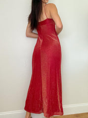 Red Sparkle Ruffle 2000s Gown