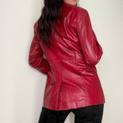 Red Snake Print Faux Leather Y2K Jacket