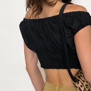 smocked peasant crop top - small