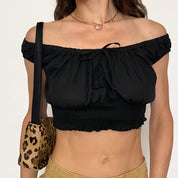 smocked peasant crop top - small