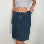 Vintage Dark Wash Denim Midi Skirt
