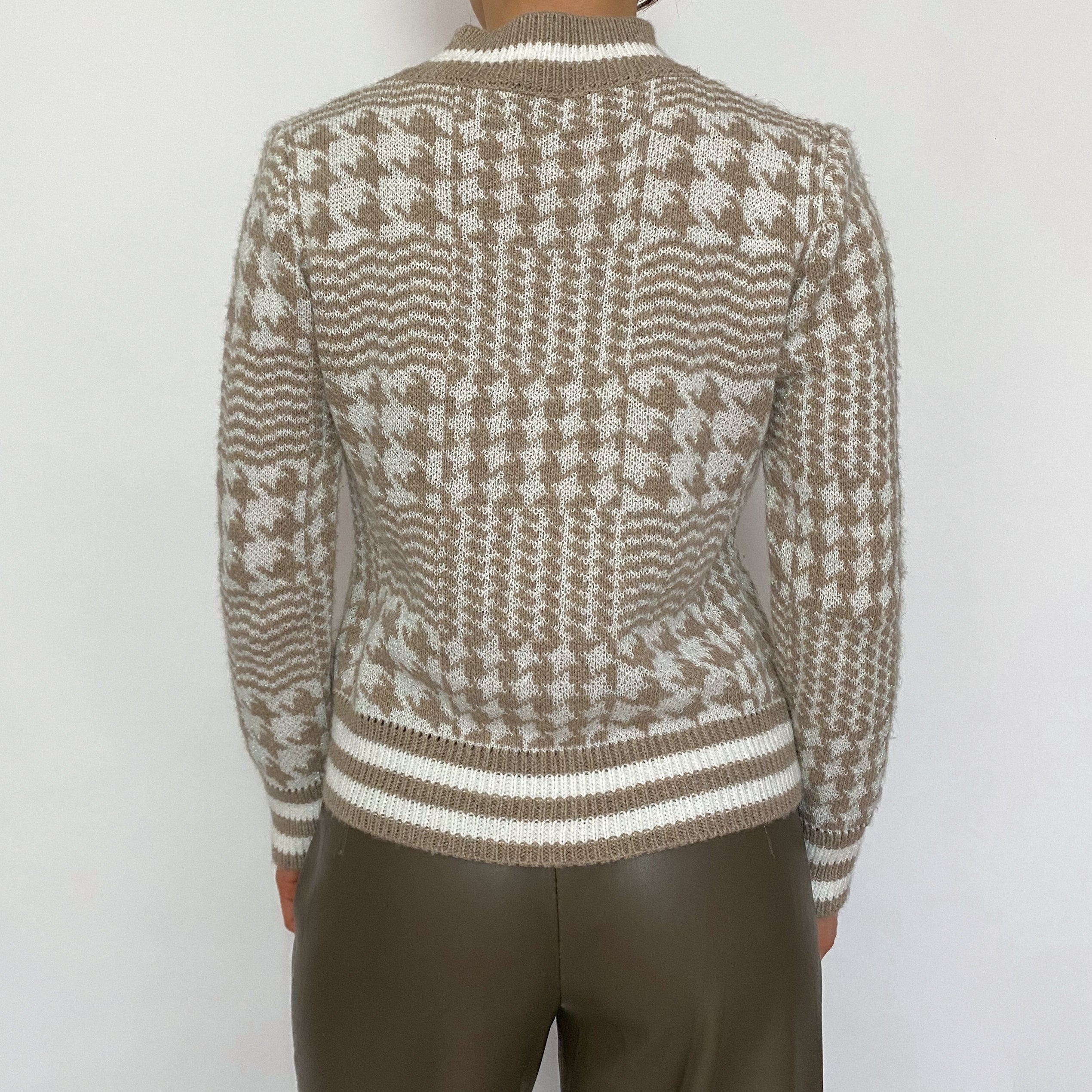 Vintage Sparkle Houndstooth Mock Neck Sweater