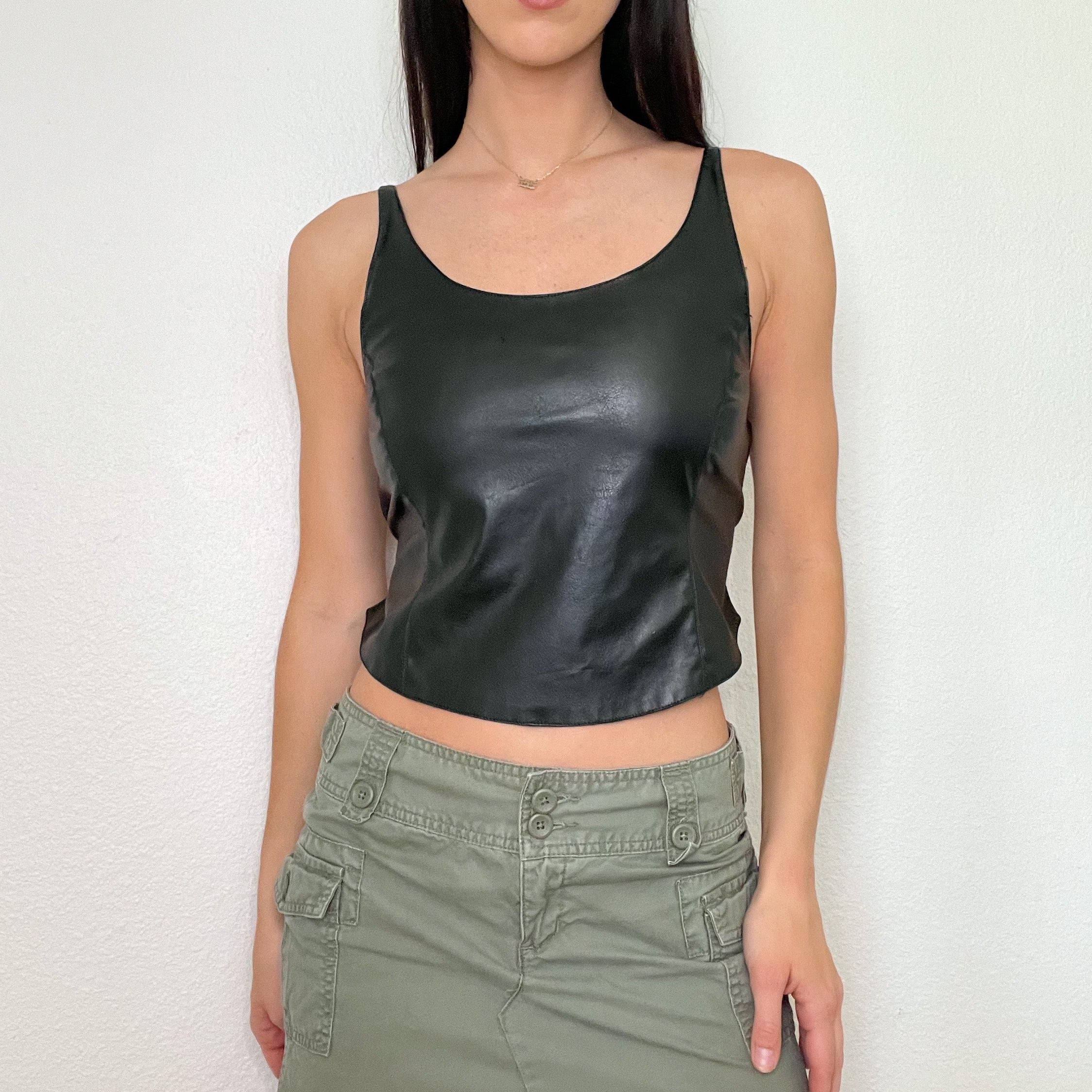 Coyote Ugly Black Leather Open Back Tank