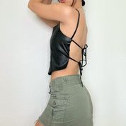 Coyote Ugly Black Leather Open Back Tank