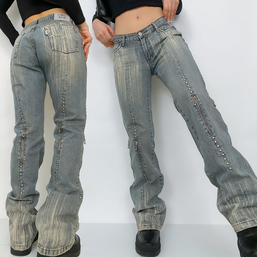 Y2K Funky Zipper and Stud Jeans