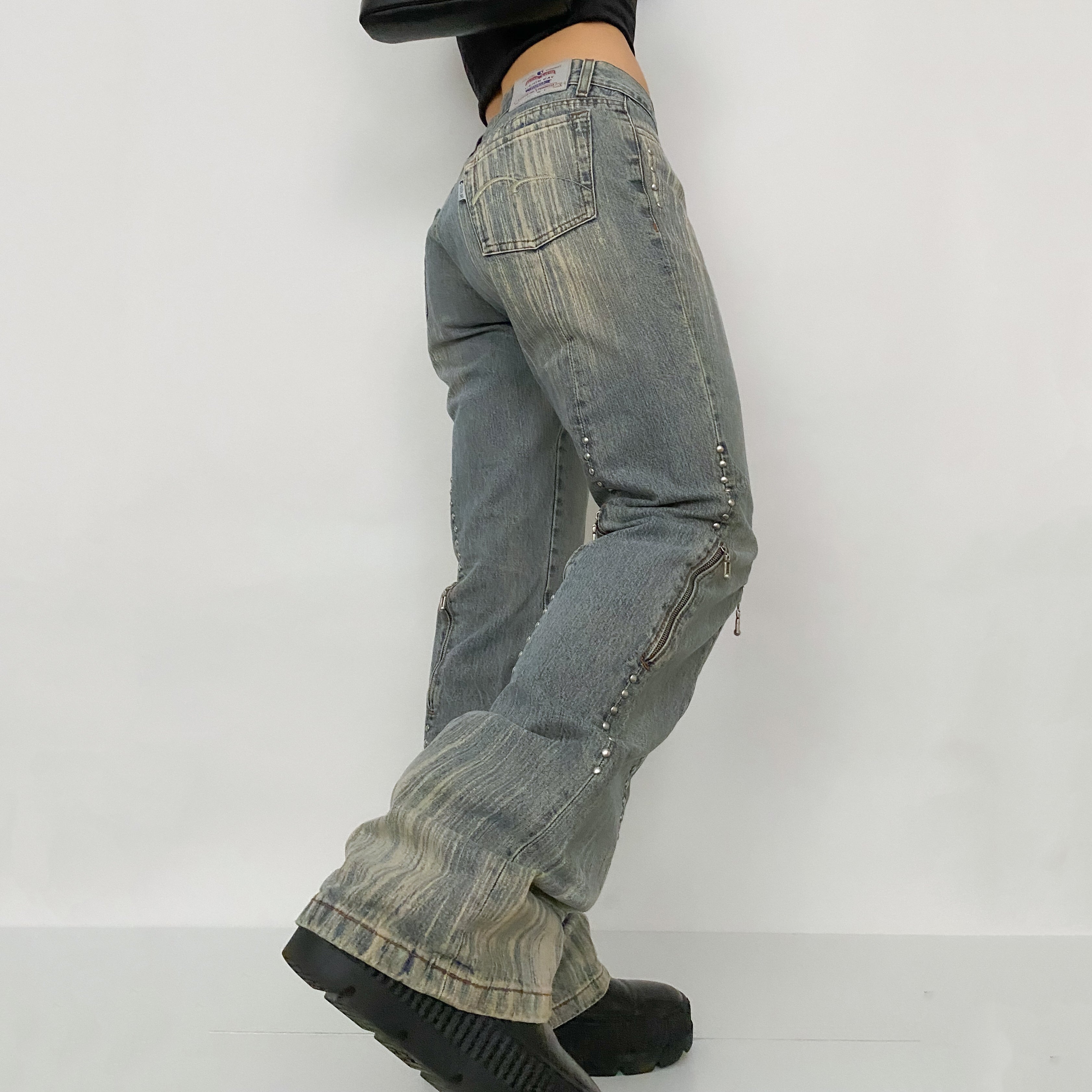 Y2K Funky Zipper and Stud Jeans
