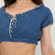 Reworked Chambray Crop - Medium
