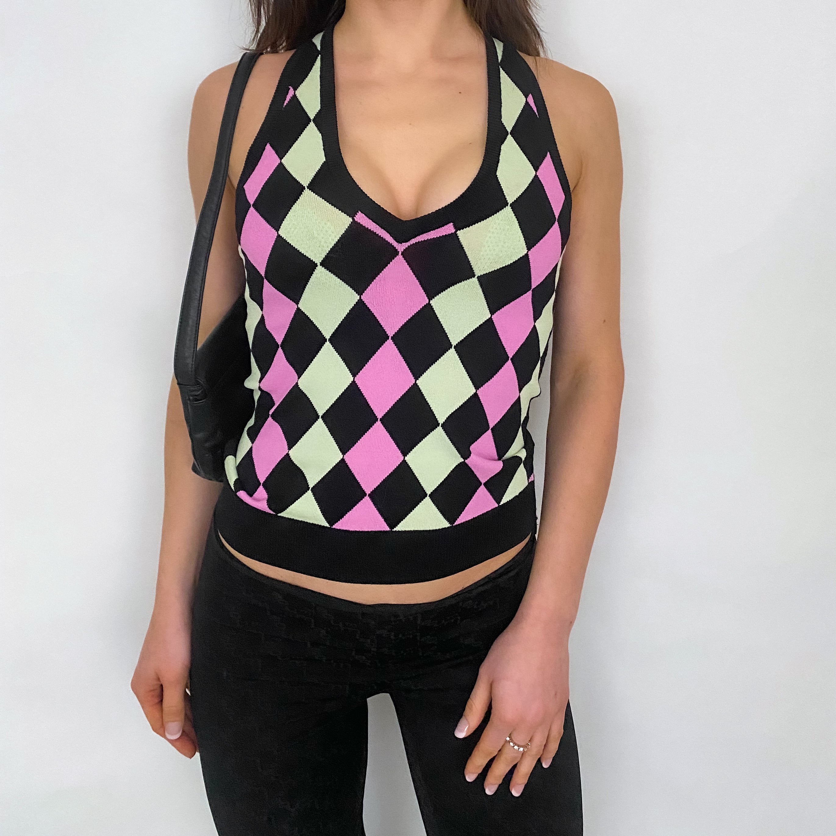 Preppy Knit Argyle Top