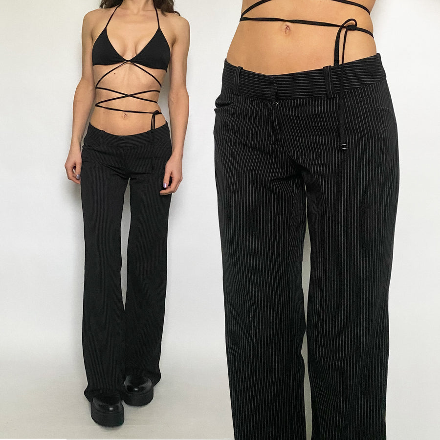 y2k pinstripe low rise trousers - small