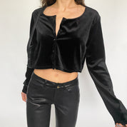 cropped velvet cardi - large