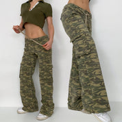 Y2K Drawstring Camo Cargos