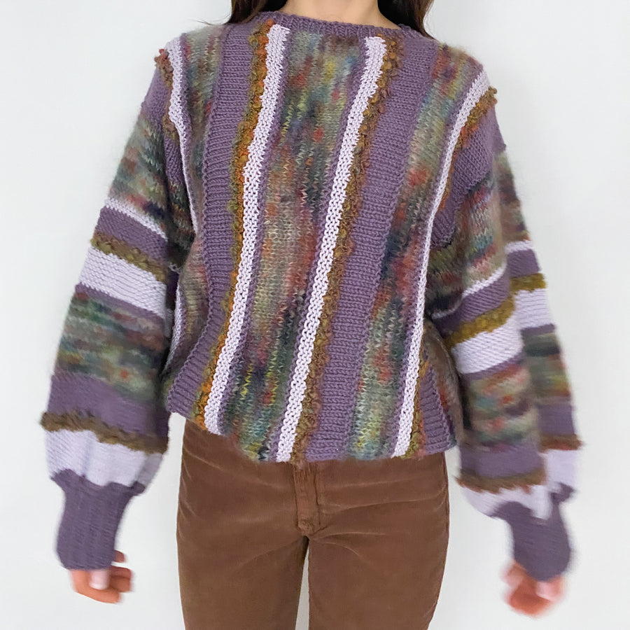 Vintage Lavender Hand Knit Sweater - Large