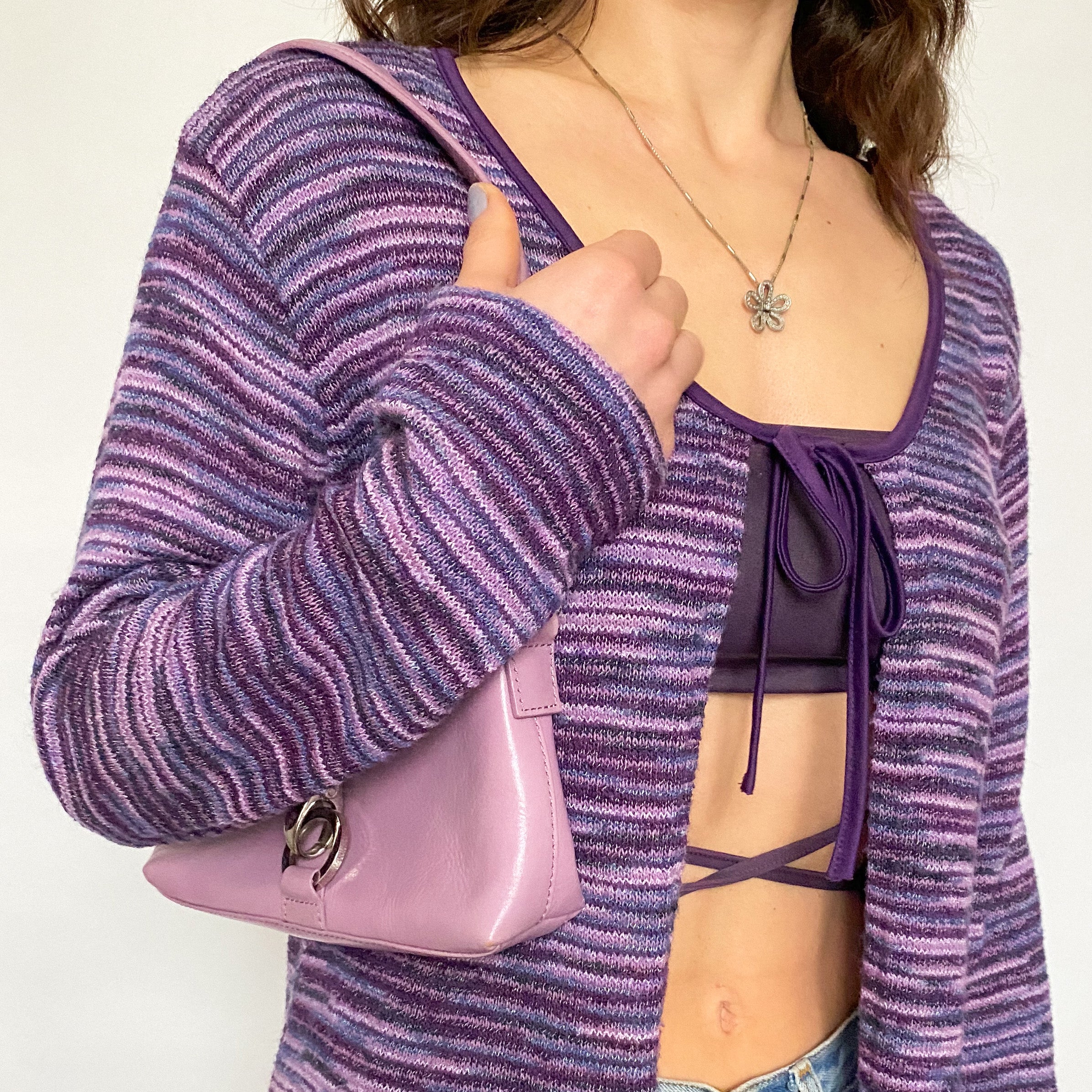 y2k purple long cardi - medium