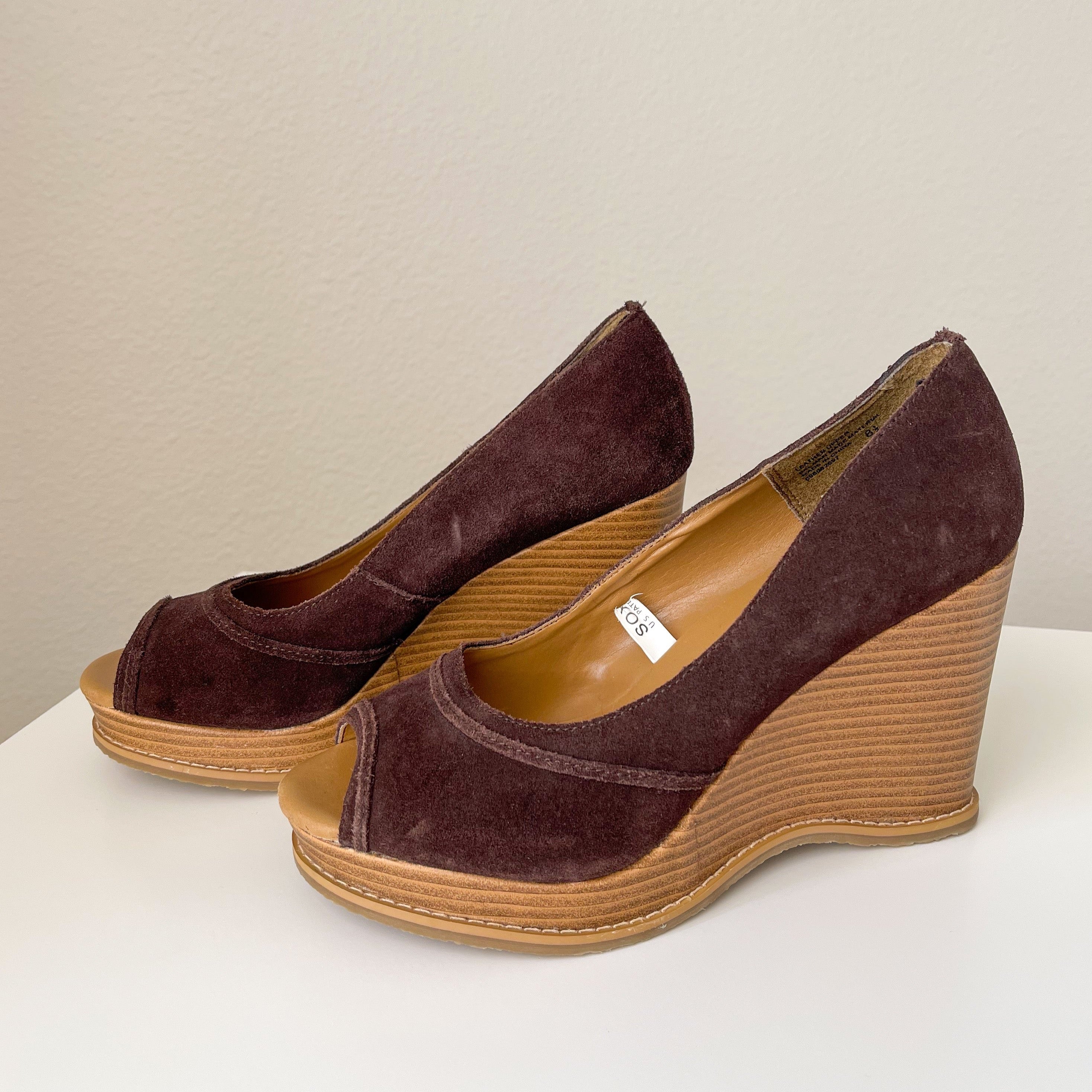 Brown Suede Y2K Wedge Heels