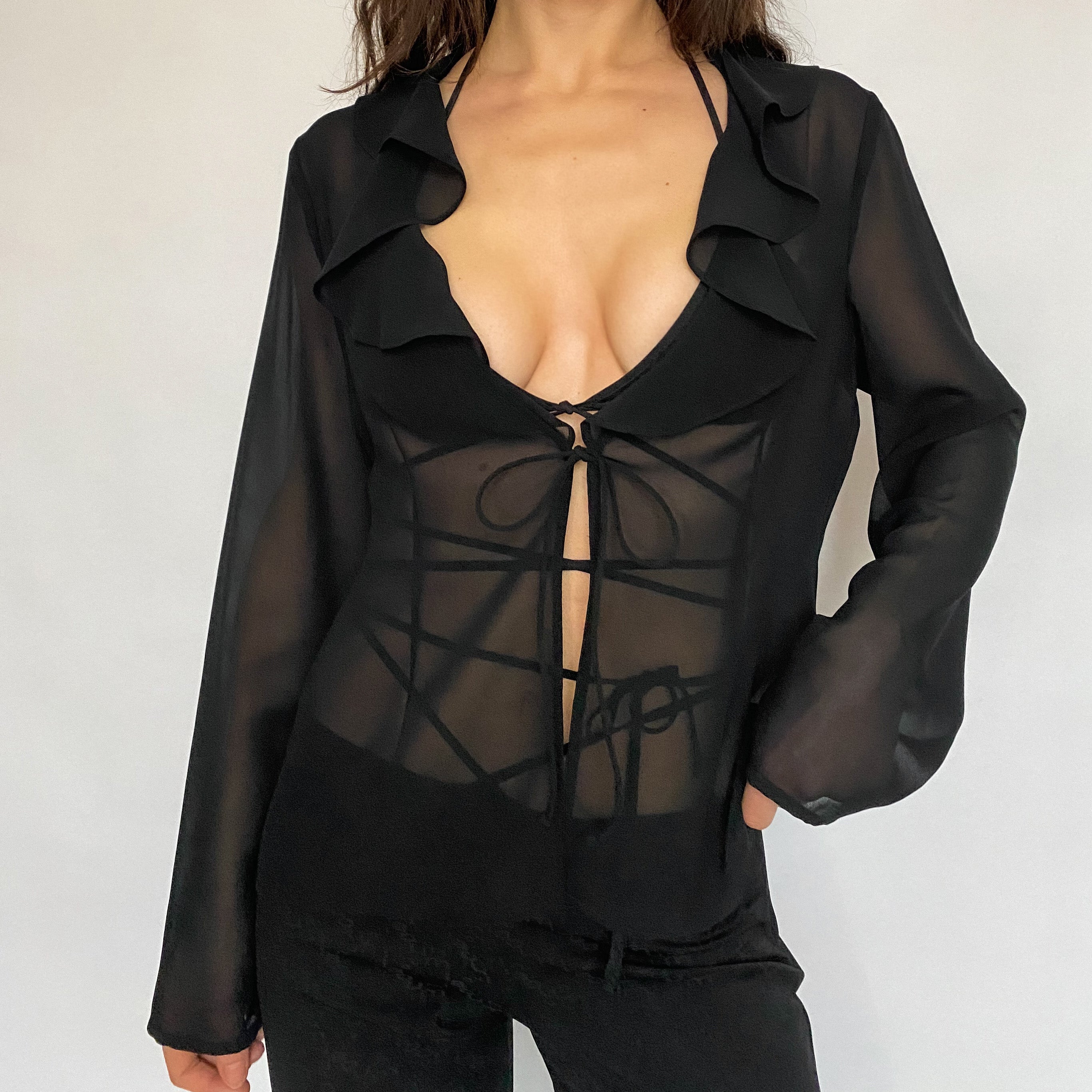 flirty tie front blouse - large