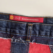 y2k denim and faux suede mini skirt - size 6