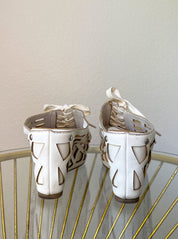 White Leather Wedge Heels