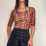 Y2K Mesh Geometric Club Top